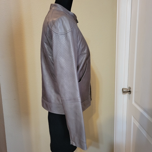 Tory Burch grey leather jacket - Picture 6 of 8